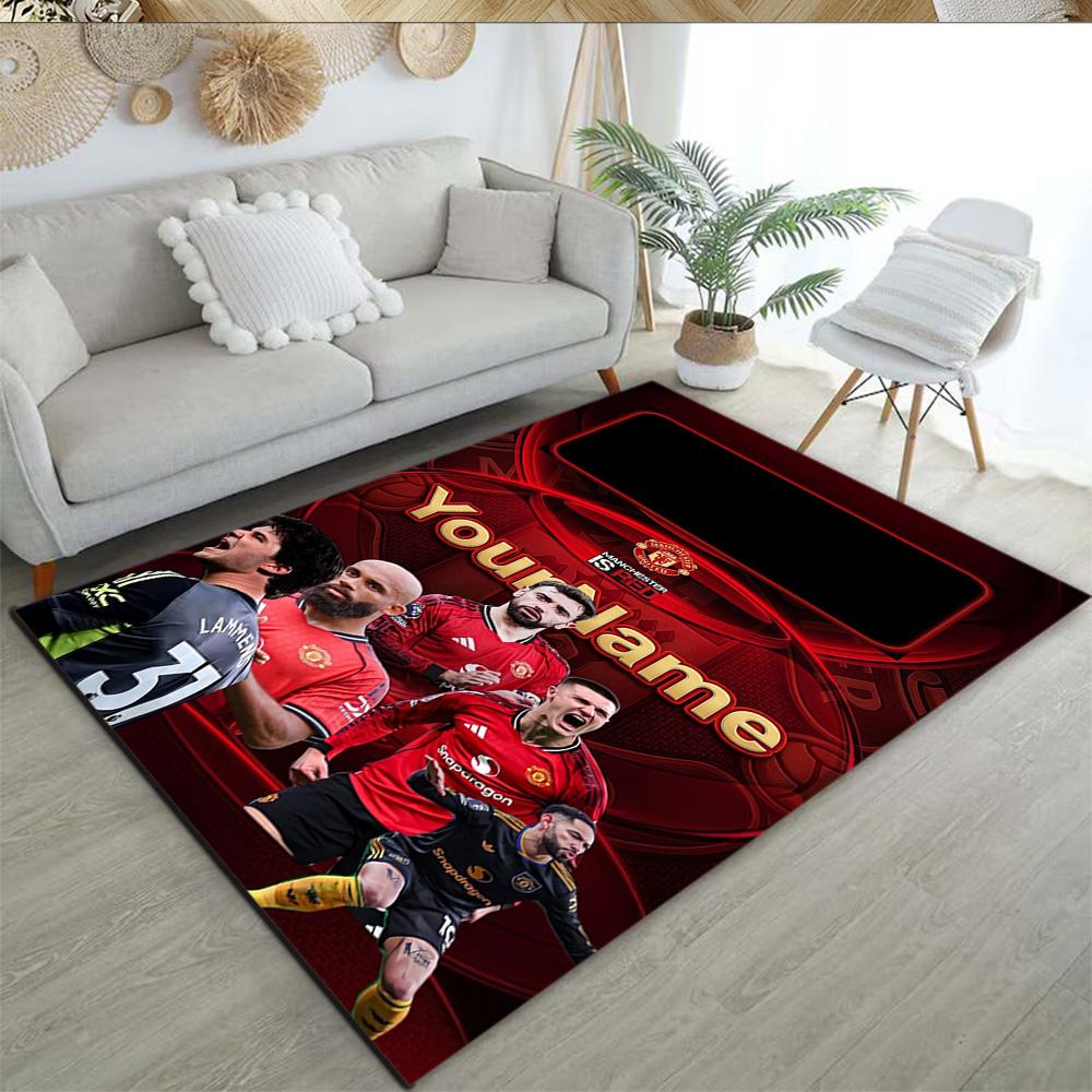 Manchester Customizable Name Area Rug Perfect for Dormitory Balcony Entryway Study room Anti-slip Rug Anime Office Decor