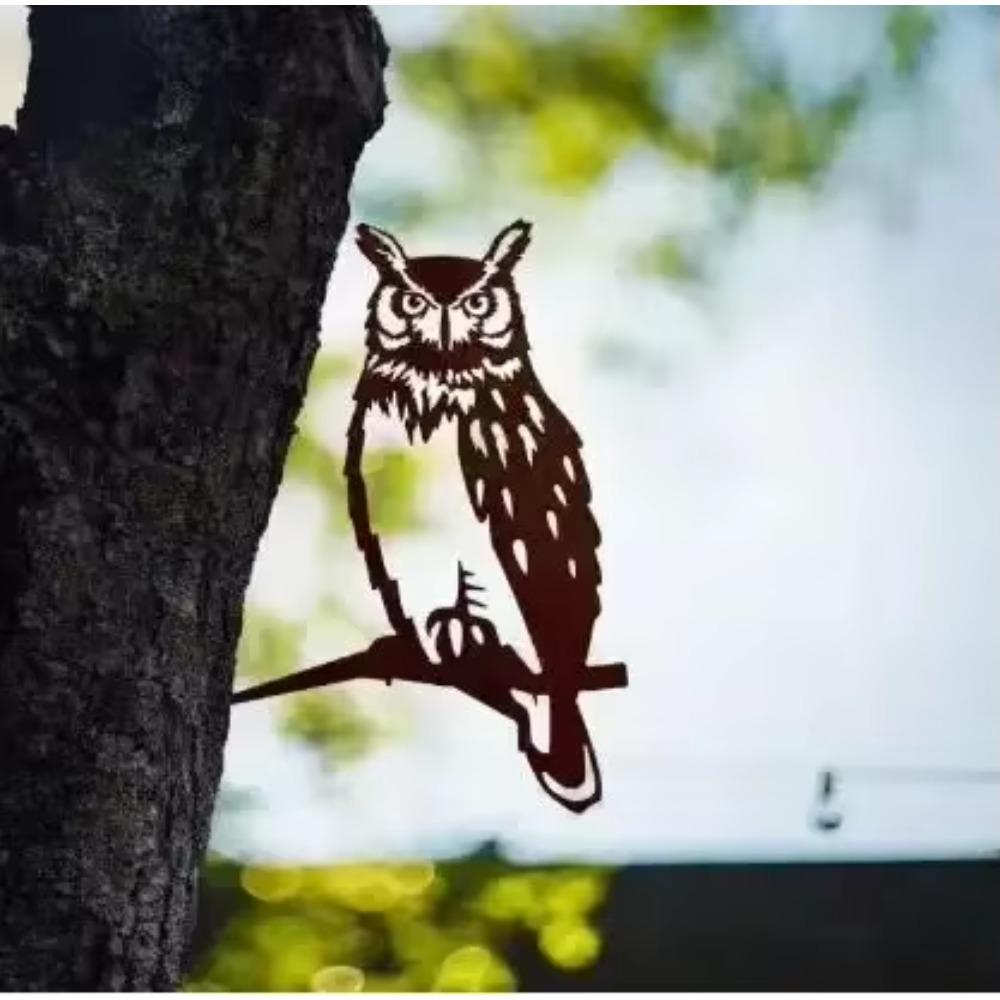 Великолепное металлическое украшение для двора в виде птичьего дерева. Металлические вороны и совы добавляют очарования. Стальные садовые скульптуры. Украсьте свой двор.