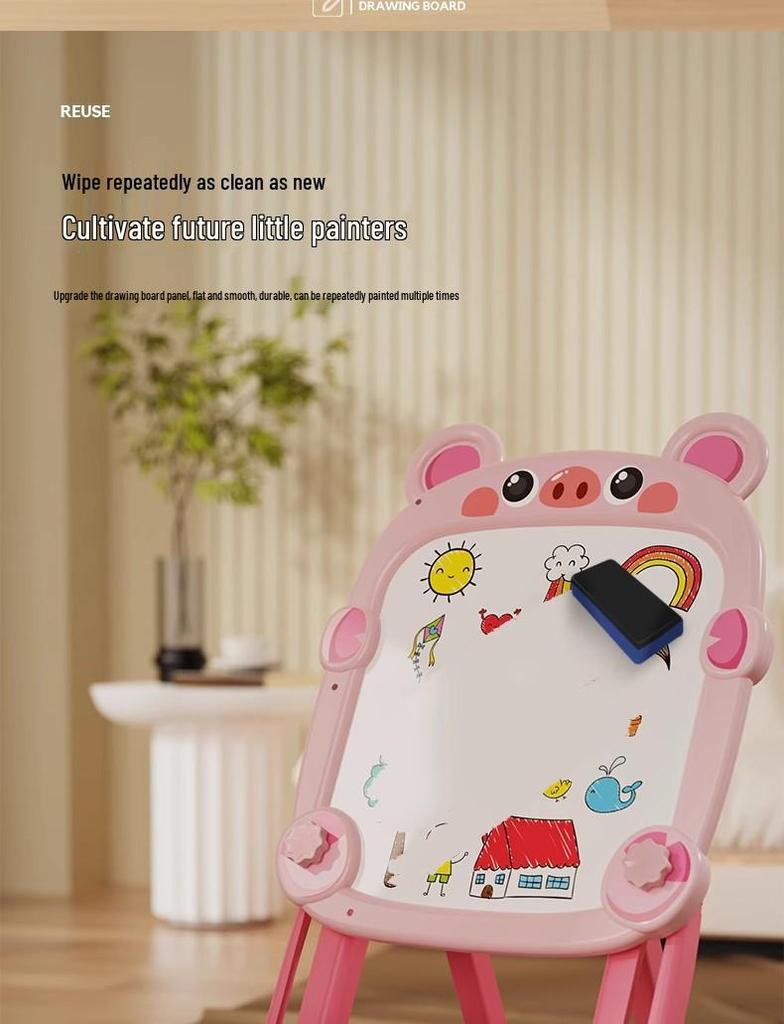 Детский двухсторонний мольберт для рисования и письма с мелками