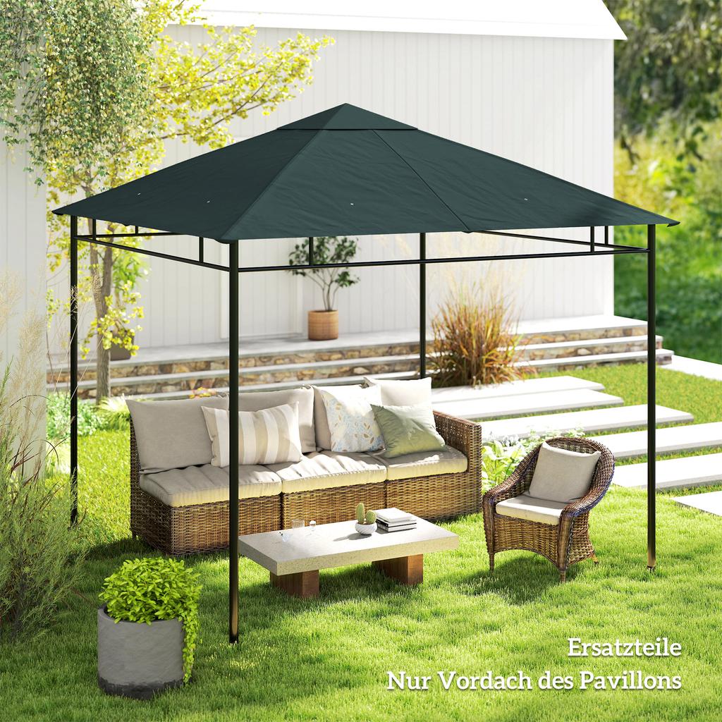 3 x 3 m Gazebo Canopy Replacement Cover, Garden Gazebo Roof Replacement, TOP COVER ONLY, Charcoal Green