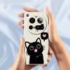 For Xiaomi 15 Ultra Case Love Black Cat Pattern Printing Straight Edge TPU Phone Back Cover