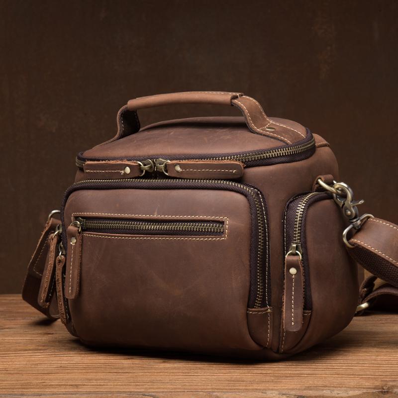 Сумка через плечо Crazy Horse из кожи ручной работы, кожаная сумка, повседневная кожаная сумка-ведро в стиле ретро, мужская сумка-мессенджер, сумка для фотоаппарата