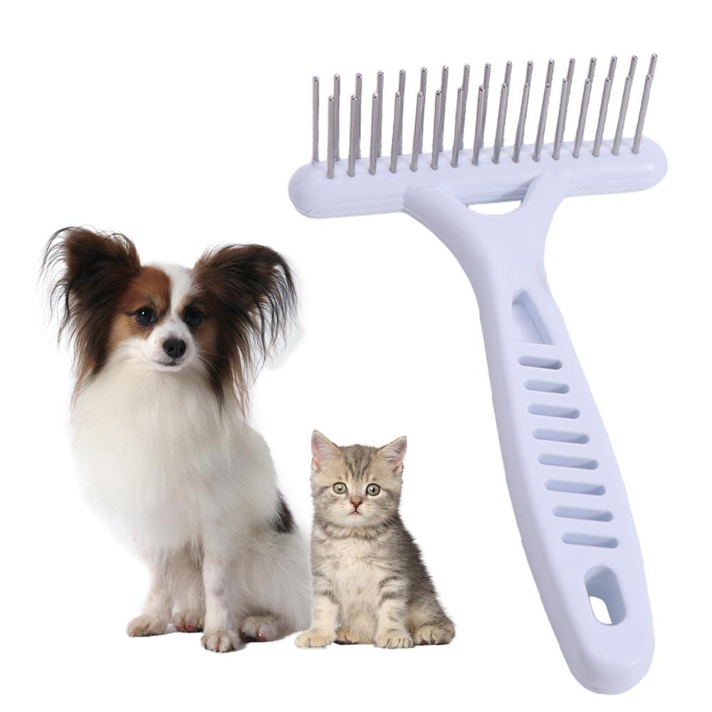 Stainless Steel Dog Rake Comb Double Row Dog Hair Fur Shedding Remove Dog Comb Brush Grooming