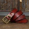 Глянцевый Ретро Простой Подходящий ко всему Натуральная Кожа Растительного Дублирования Коровья Кожа Пряжка-штифт Мужской Повседневный Ремень из Натуральной Кожи для Брюк