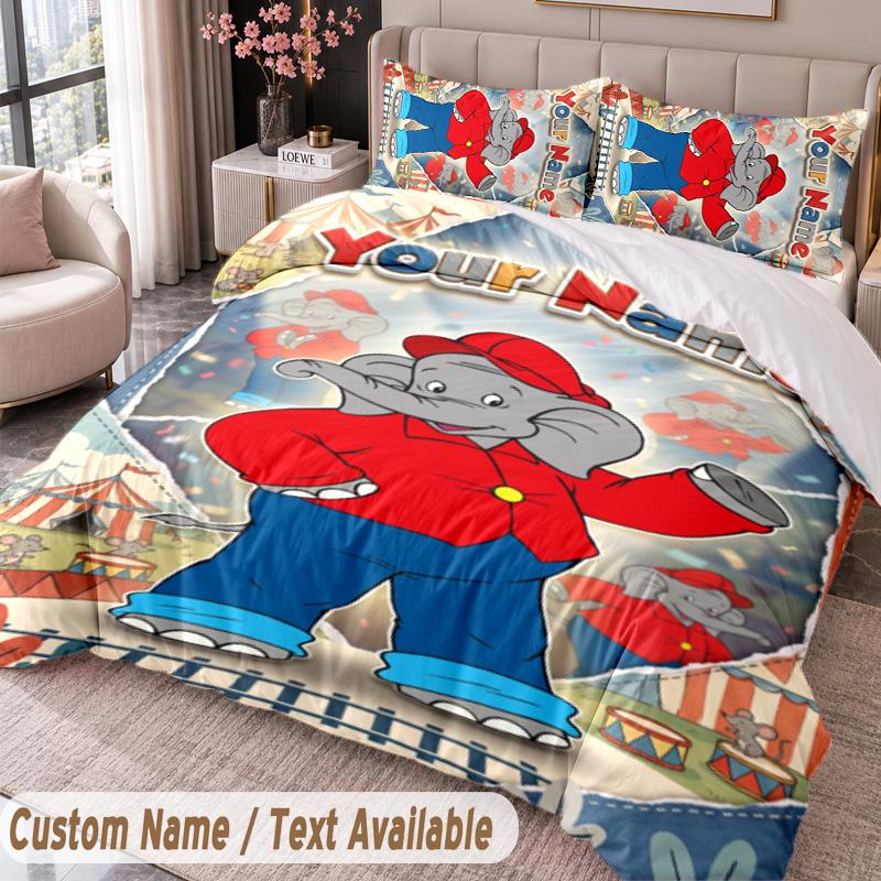 Custom Name Text 3Pcs Bedding Set Benjamin Blümchen Duvet Cover And Two Pillowcases