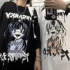 Готический принт Женская футболка Harajuku Летняя хлопковая футболка Гранж Футболка Топ Панк Пастельная одежда Аниме Одежда Винтажный панк