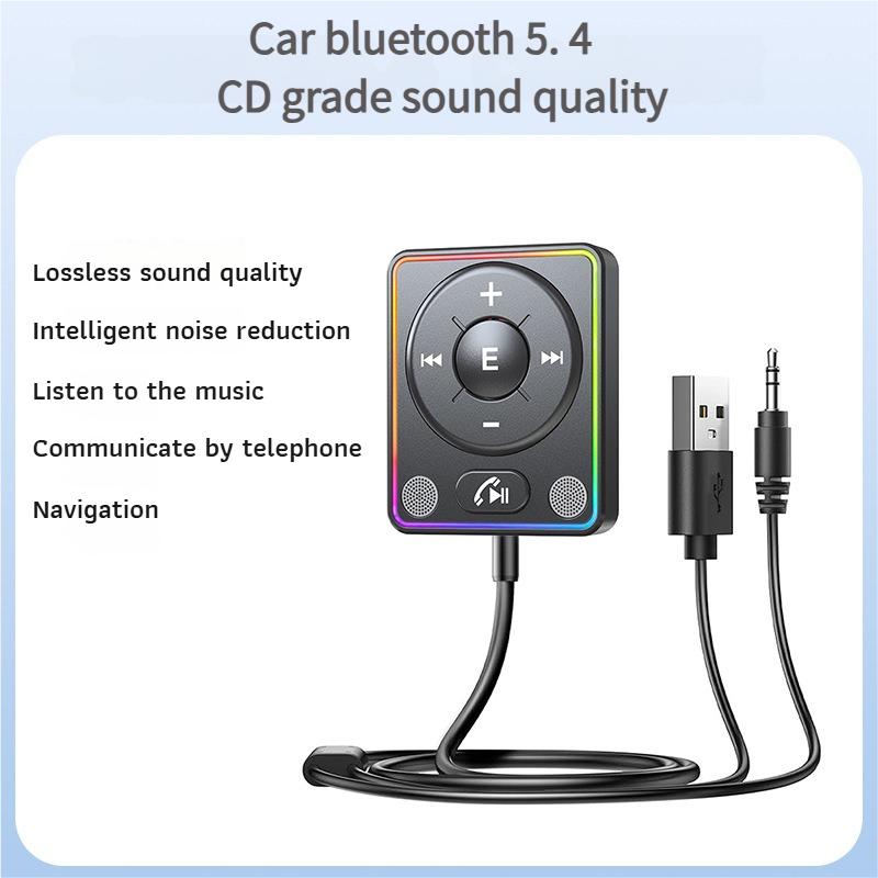 Автомобильный адаптер Bluetooth 5.4 с двойными микрофонами и шумоподавлением, автомобильный Bluetooth-комплект AUX для звонков в режиме громкой связи и стереоаудио