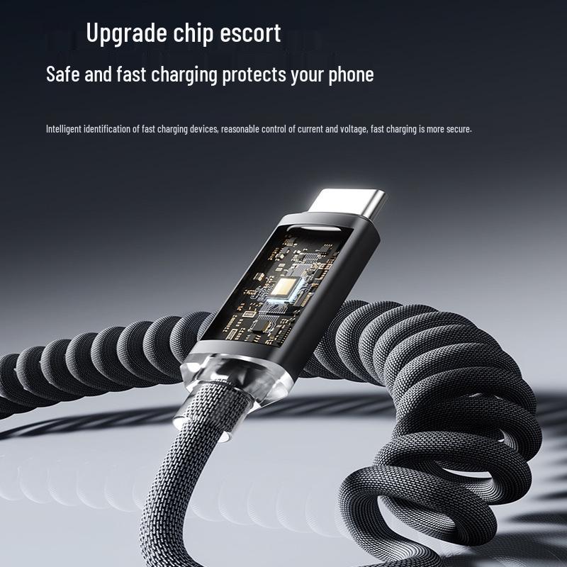 Кабель Crystal Shine Spring 120 Вт, двойной Type-C, быстрая зарядка для ноутбуков Apple и Huawei