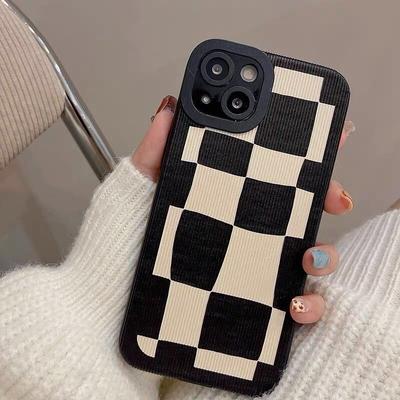 Роскошный противоударный чехол в полоску с шахматной доской для Iphone 13 Mini 12 Pro Max Xs, задняя крышка для Iphone 11 Xr X 7 8 Se2 1075