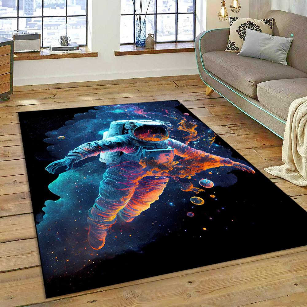 Outer Space Astronaut Universe Spaceman Cartoon Carpet Rug for Home Living Room Bedroom Sofa Doormat Decor,Kid Area Rug Non-slip