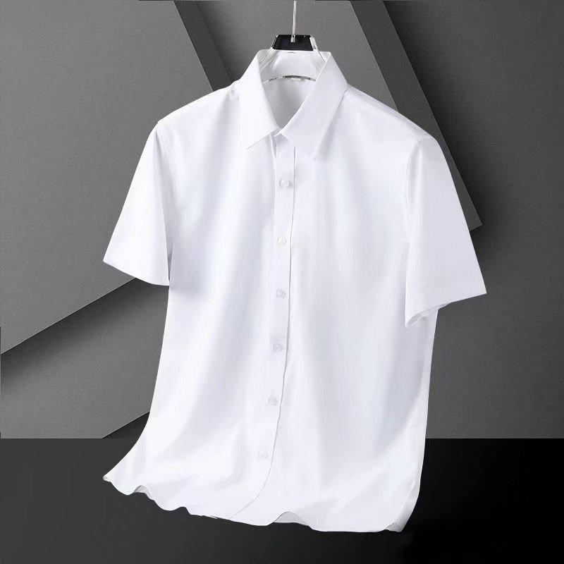 Мужская белая футболка с коротким рукавом и черная рубашка с длинным рукавом - Стильная летняя повседневная и деловая одежда