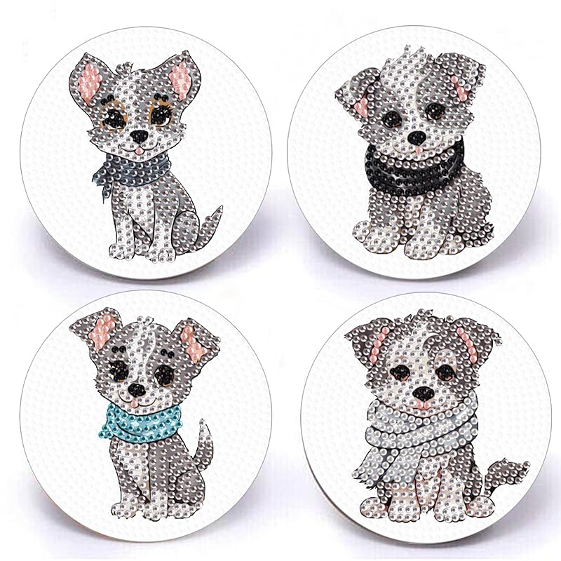 JISHSHAY набор из 4 подставок с бриллиантами для собак, бусины для собак, 5D, набор для рукоделия в виде животных, милый, сделай сам, детский, популярный набор для начинающих, полностью наклеенный, практичный и