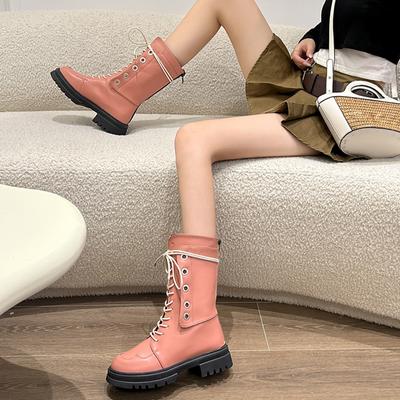Зимние новые ботинки на толстой подошве и толстом каблуке средней высоты для женщин 2024 года, теплая и нескользящая повседневная обувь, стильный уличный стиль Zapatos Mujer