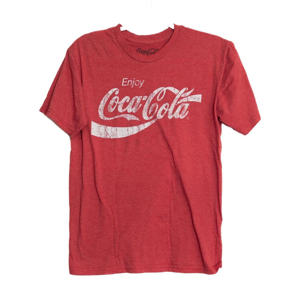 Винтажная футболка Coca-Cola S Красная с графикой Короткий рукав Круглый вырез Ретро стиль
