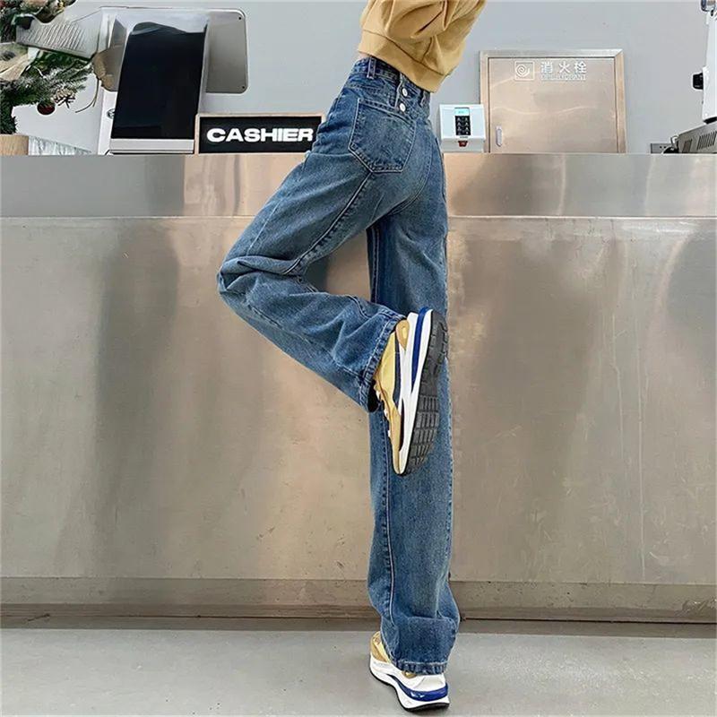 Весна 2022, женская мода с высокой талией y2k, женские широкие джинсы, мешковатые женские джинсовые капри, прямые брюки, джинсовые брюки для мамы