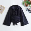 Women Shirt Lapel Long Sleeve Lace-Up Button Placket Casual Commuting Style Shirt Top Solid Color Work Tops