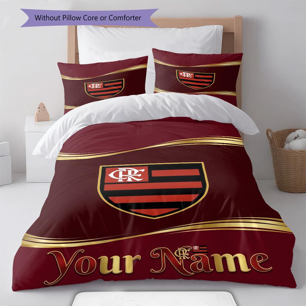 Clube De Regatas Flamengo Custom Name Pattern Bedding Quilt Set Quilt Cover Pillowcase Home Birthday Gift(1 * duvet cover + 2 * pillowcase, without co