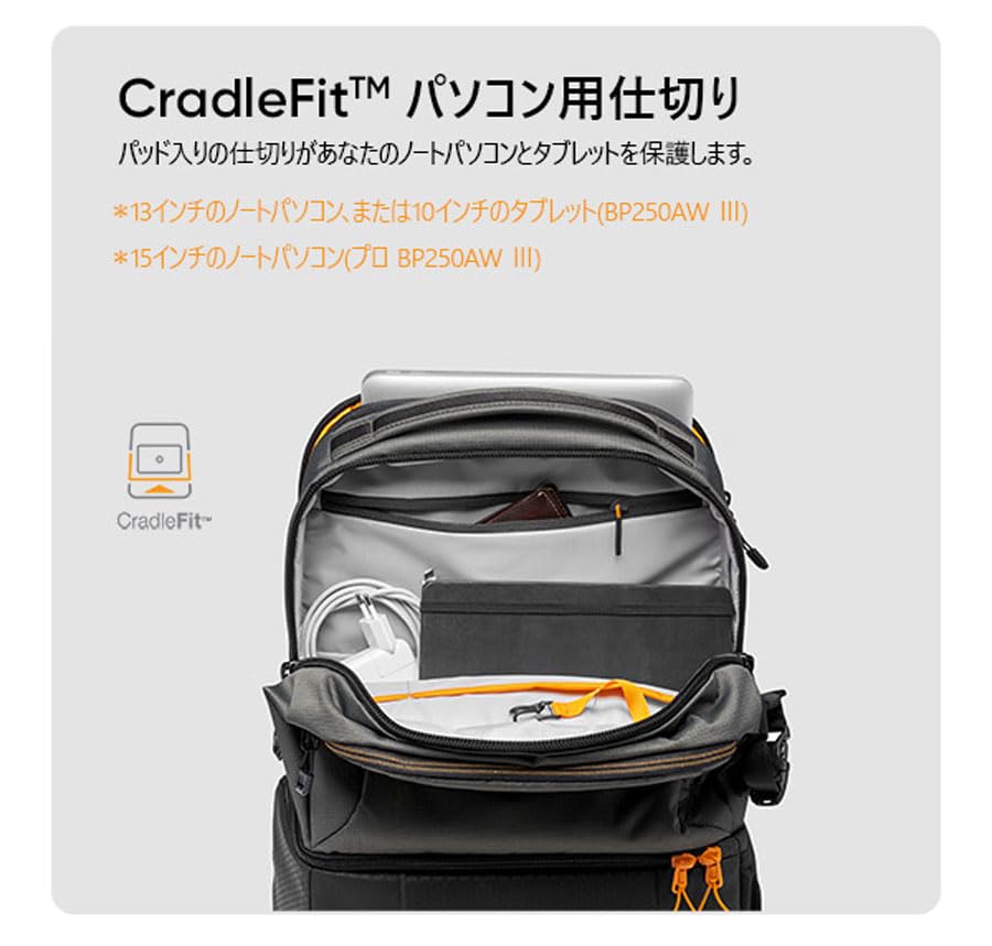 Рюкзак Lowepro Fast Pack BP250AW III, серый, вмещает 13-дюймовый ПК, в комплекте чехол от дождя, 27,6 л LP37332-PWW