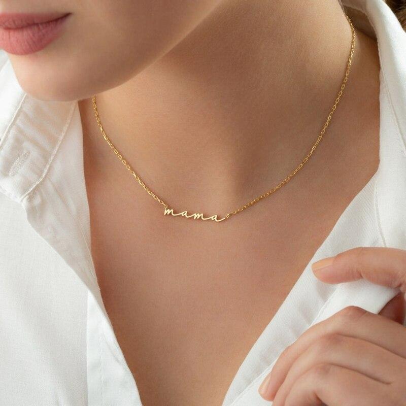 Personalized Custom Name Necklace Gold Stainless Steel Choker Necklaces For Women Nameplate Anniversary Jewelry Gift