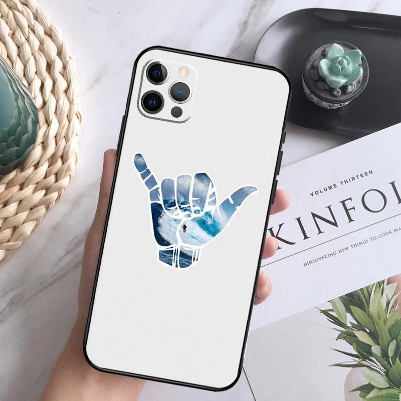 Чехол для iPhone 15 11 12 13 14 Pro Max XS XR X 7 8 Plus 12 13 Mini 16 Pro Max с рисунком серфера, жест 'Hang Loose', 'Shaka', Мягкий чехол