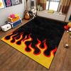 Black Carpet with Red Flames and Yellow Border Design for Home Decor Suitable for use as an anti-slip for living room bedroom sofas