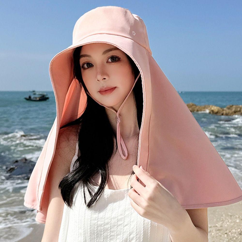 Wide-Brimmed Shawl Fisherman Hat Sunscreen Mask Hat Simple Picking Tea Hat Summer