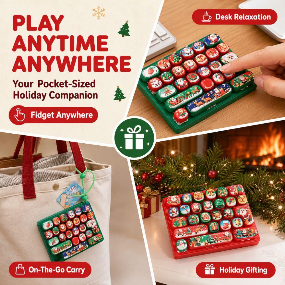 Cartoon Christmas Keychain Creative Button Decompression Toy Christmas Gift Pendant