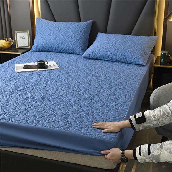 Стеганая водонепроницаемая простыня с эластичными защитными простынями для постельного белья, наматрасник, сплошное цветное постельное белье (Нет наволочки)