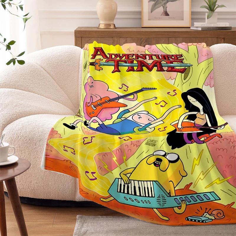Fluffy Soft Blankets King Size A-Adventures Time Microfiber Bedding Warm Sofa Knee Fleece Camping Nap Flannel Double Bed Blanket