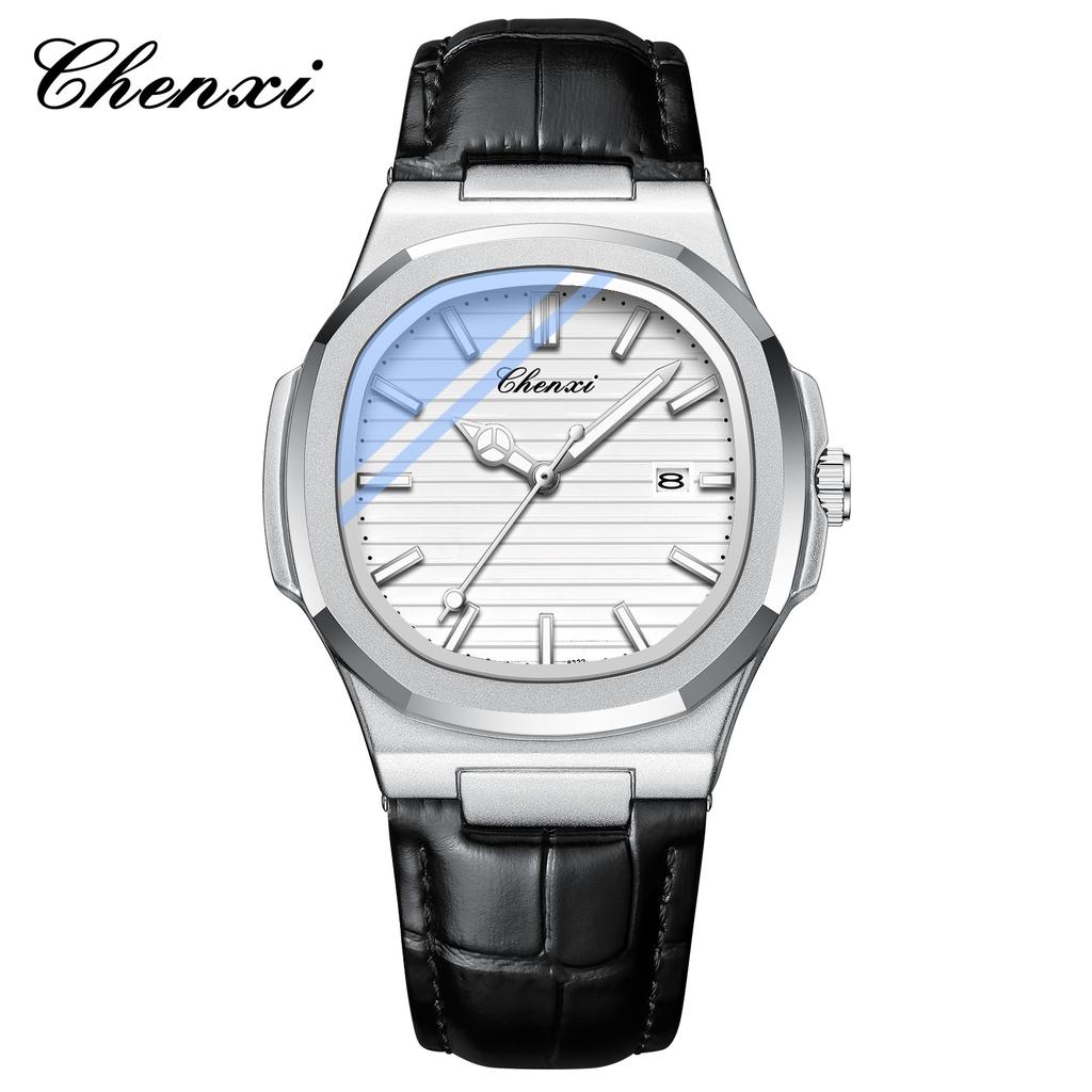 Chenxi Новые Роскошные Мужские Наручные Часы для Бизнеса Водонепроницаемые Светящиеся Часы с Датой для Мужчин Кварцевые Часы Кожаные Мужские Часы Reloj