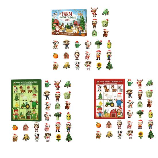 Рождественский Адвент-календарь Дизайн на фермерскую тематику 24-дневный обратный отсчет Украшение Детский сюрприз