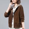 Осень и зима Новое модное вельветовое пальто с капюшоном, женское свободное пальто с длинными рукавами, кардиган, пальто большого размера