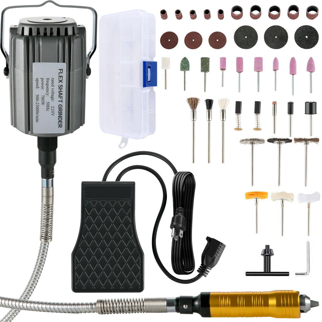 SucceBuy Подвесная гибкая шлифмашина 380/560/780 Вт Электрические инструменты для шлифовки и полировки ювелирных изделий Бесступенчатая скорость Набор шлифовальных ручек для камня и дерева