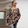 Winter Fall Women Fashion Leopard Print Sweater Loose Warm Knitted Top