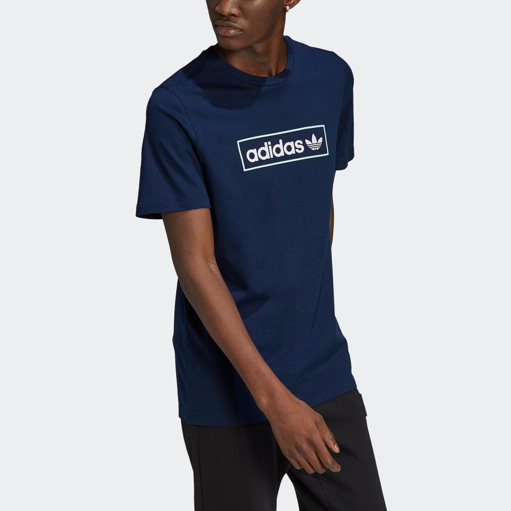 Adidas Футболка с линейным логотипом Originals, мужские топы, темно-синяя HB1817