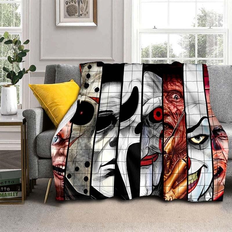 Террористическое одеяло с героями фильмов ужасов, мягкое плюшевое одеяло, легкие фланелевые одеяла для дивана-кровати, всесезонное теплое одеяло