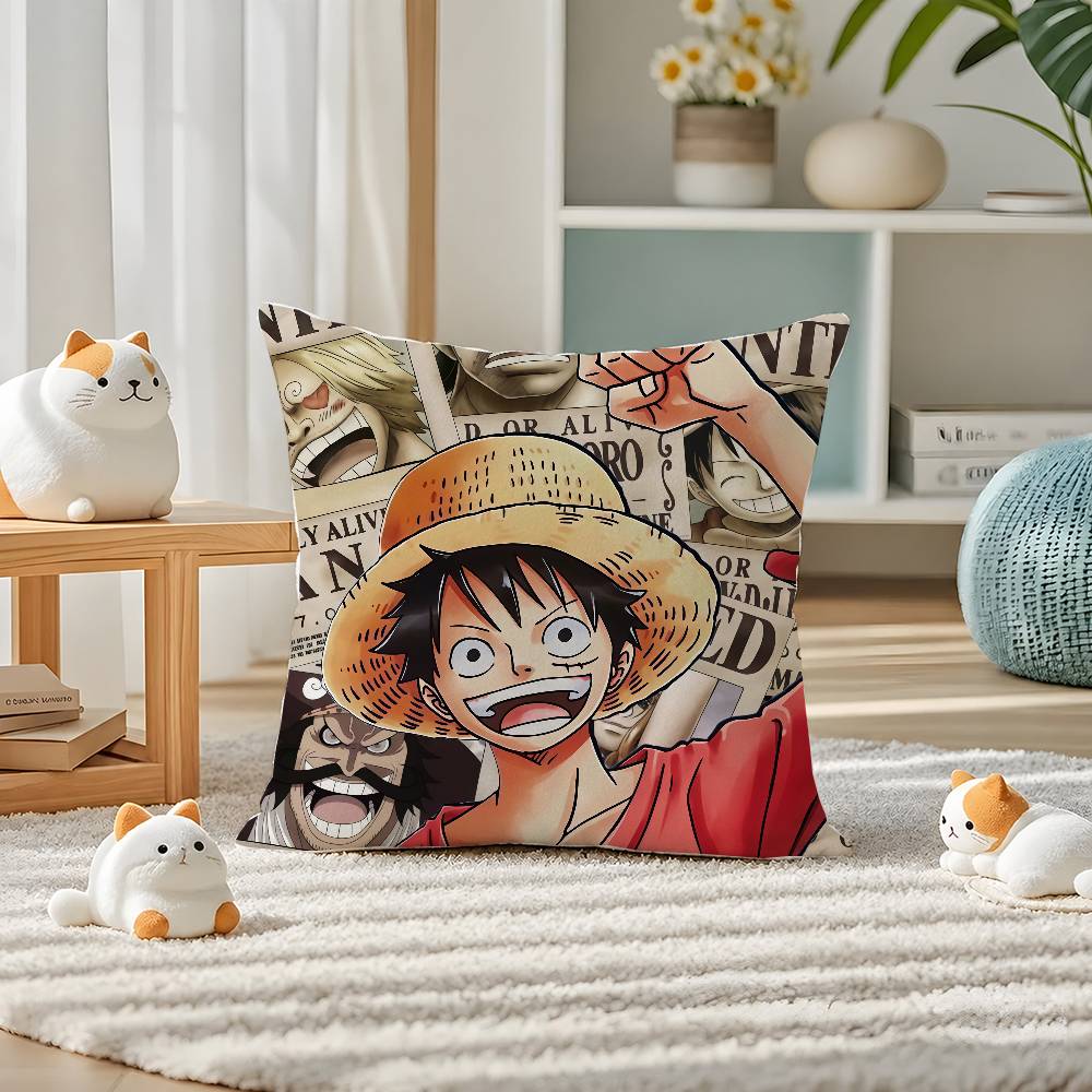 One Piece Blackbeard Marshall Teach Anime Plush Pillow Cover Soft Short Plush Cushion Cover For Sofa Bedroom Home Decor Gift