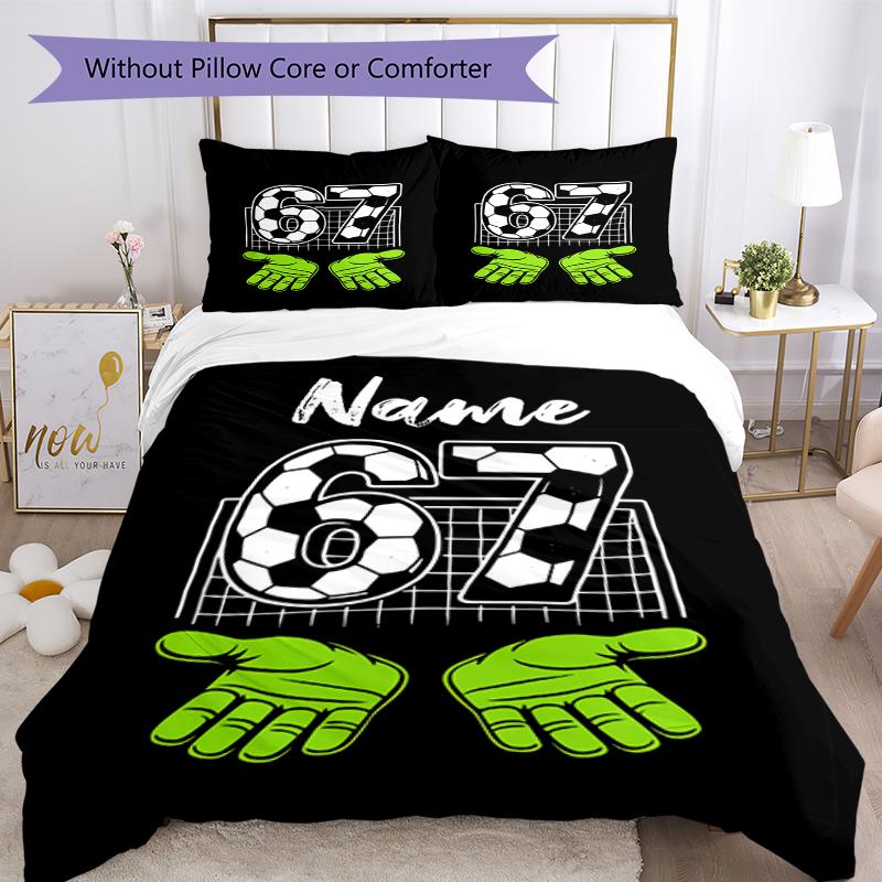 3pcs Custom Name 67 Bedding Set Duvet Cover Closure Includes 1 Duvet Cover & 2 Pillowcases, Soft and Comfortable for All Seasons.