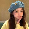Hat Female Versatile Denim Big Head Circumference Beret Retro Face Small Painter Hat Tide