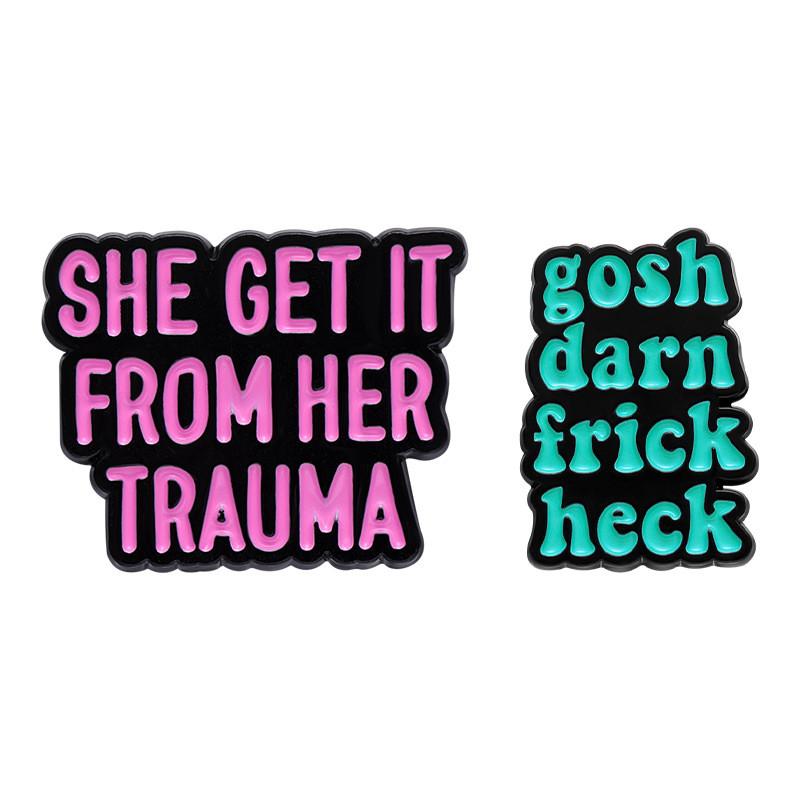 Creative European Style Colorful Letter Brooch Unique Minimalist Metal Badge Accessory