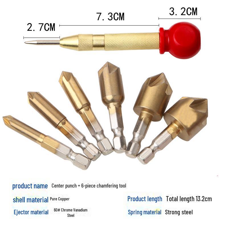Набор ножей для снятия фаски с шестигранной ручкой и 5 лезвиями 6-19 мм для деревообработки - 6 предметов