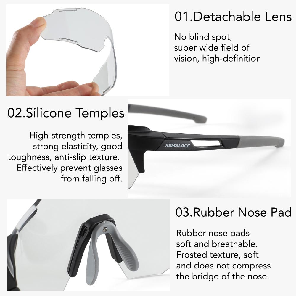 KEMALOCE Велосипедные очки мужские фотохромные очки для бега на горном велосипеде очки для вождения очки для спорта на открытом воздухе UV400 поляризованные солнцезащитные очки для рыбалки