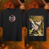 Summer Men's Anime Print T-Shirt Demon Slayer Carton Oversized Top Male Female Unisex Short Sleeve High Quality Heavy Cotton Tee
