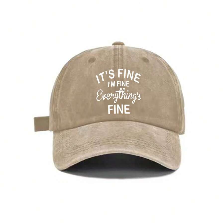 Хлопковая Бейсболка Стираная С Надписью 'I'm Fine Everything's Fine' Регулируемая Задняя Часть Повседневная Уличная Шляпа Для Защиты От Солнца