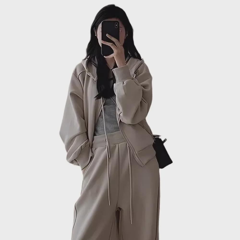 2024 Ранняя осень: свитер в стиле «соль» и комплект из двух предметов в чайном стиле для женщин больших размеров