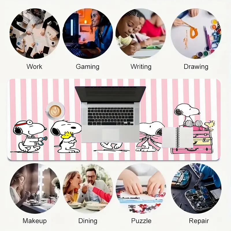 1Pc Snoopy'S Ice Cream Adventure Gaming Mouse Pad Keyboard Desk Mat Non-slip Rubber Lock Edge Waterproof Computer Mousepad for Office Home Decor S1975