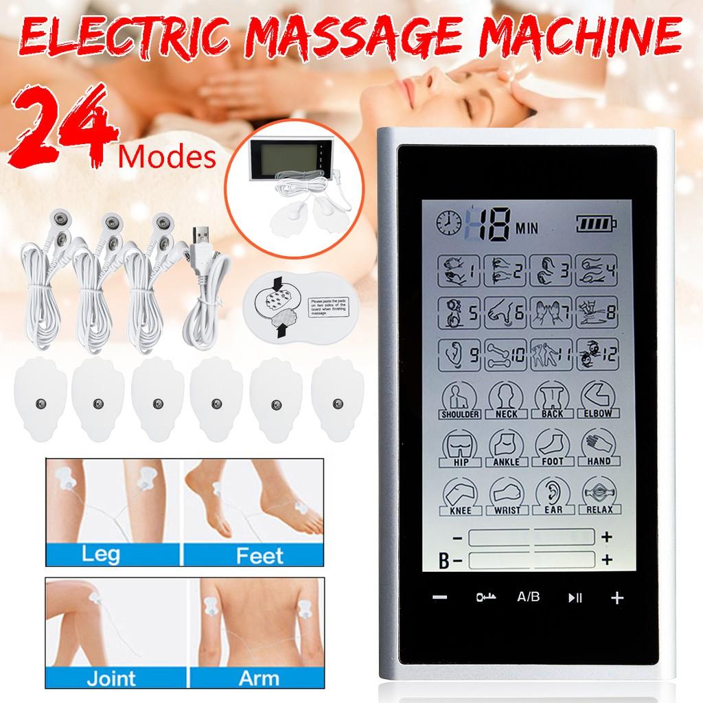 24 Modes 110-240V Ten Unit Electric Massage Pain Relief Muscle Therapy Stimulation Massager Adjustable Lightweight LCD Display