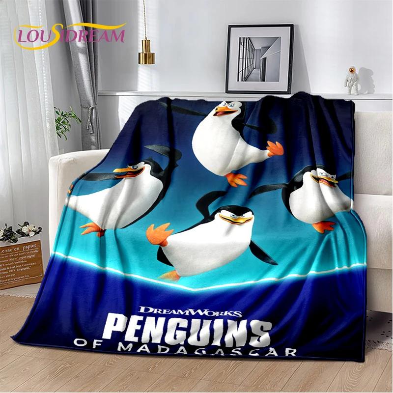 Милые пингвины из мультфильма «Мадагаскар» Плед, Мягкий плед для дома, спальни, кровати, дивана, пикника, путешествий, офиса, Покрывало, Подарок для ребенка