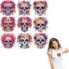 9 шт./лист сахарные черепа термоклеящиеся нашивки для одежды, значки, нашивки, новый аксессуар для одежды, сделай сам, теплопередача, можно стирать