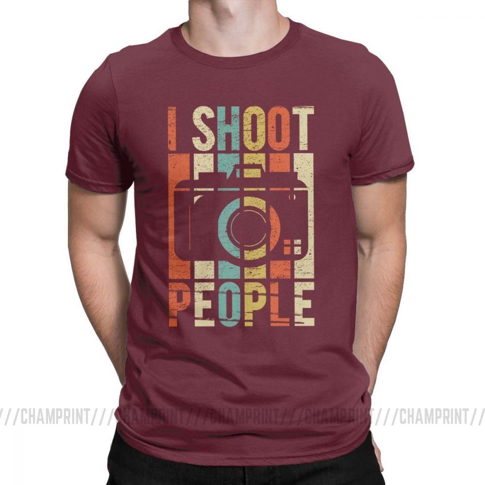 Мужская винтажная футболка с принтом 'Shoot People Photographer' Новинка 100% хлопок Футболка с коротким рукавом T